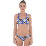 Shapes on a blue background                                                          Cross Back Hipster Bikini Set