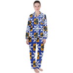 Shapes on a blue background                                                        Satin Long Sleeve Pyjamas Set