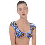 Shapes on a blue background                                                         Cap Sleeve Ring Bikini Top