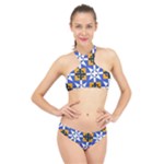 Shapes on a blue background                                                           High Neck Bikini Set