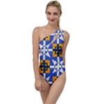 Shapes on a blue background                                                          To One Side Swimsuit