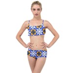 Shapes on a blue background                                                         Layered Top Bikini Set