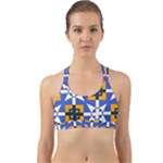 Shapes on a blue background                                                           Back Web Sports Bra