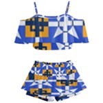 Shapes on a blue background                                                        Kids  Off Shoulder Skirt Bikini