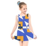 Shapes on a blue background                                                          Kids  Skater Dress Swimsuit