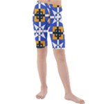 Shapes on a blue background                                                          Kid s Swim Shorts