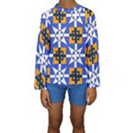 Shapes on a blue background                                                            Kid s Long Sleeve Swimwear