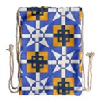 Shapes on a blue background                                                           Large Drawstring Bag