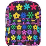 Colorful flowers on a black background pattern                                                          Full Print Backpack