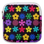 Colorful flowers on a black background pattern                                                            Mini Square Pouch