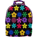 Colorful flowers on a black background pattern                                                            Mini Full Print Backpack