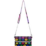 Colorful flowers on a black background pattern                                                            Mini Crossbody Handbag