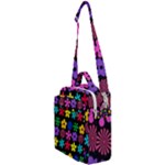 Colorful flowers on a black background pattern                                                         Crossbody Day Bag