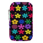 Colorful flowers on a black background pattern                                                         Waist Pouch (Large)