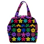 Colorful flowers on a black background pattern                                                         Boxy Hand Bag