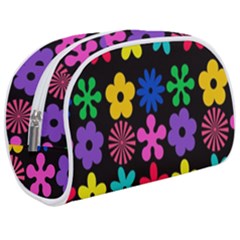 Colorful flowers on a black background pattern                                                       Makeup Case (Medium) from ArtsNow.com