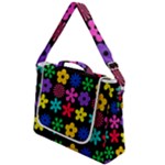 Colorful flowers on a black background pattern                                                       Box Up Messenger Bag