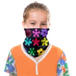 Colorful flowers on a black background pattern                                                        Face Covering Bandana (Kids)