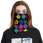 Colorful flowers on a black background pattern                                                       Face Covering Bandana (Two Sides)