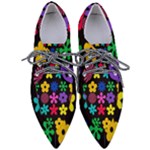 Colorful flowers on a black background pattern                                                         Women s Pointed Oxford Shoes