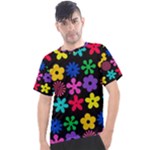 Colorful flowers on a black background pattern                                                          Men s Sport Top