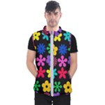 Colorful flowers on a black background pattern                                                            Men s Puffer Vest