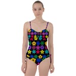 Colorful flowers on a black background pattern                                                           Sweetheart Tankini Set