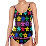 Colorful flowers on a black background pattern                                                           Tankini Set