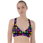 Colorful flowers on a black background pattern                                                                Sweetheart Sports Bra