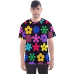 Colorful flowers on a black background pattern                                                            Men s Sport Mesh Tee