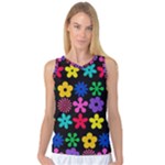 Colorful flowers on a black background pattern                                                            Women s Basketball Tank Top