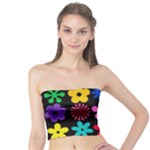 Colorful flowers on a black background pattern                                                            Women s Tube Top