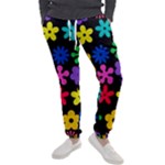 Colorful flowers on a black background pattern                                                            Men s Jogger Sweatpants