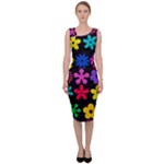 Colorful flowers on a black background pattern                                                              Sleeveless Pencil Dress