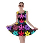 Colorful flowers on a black background pattern                                                            Skater Dress