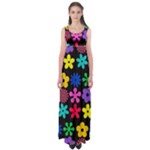 Colorful flowers on a black background pattern                                                            Empire Waist Maxi Dress