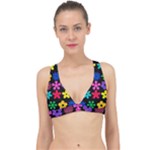 Colorful flowers on a black background pattern                                                          Classic Banded Bikini Top