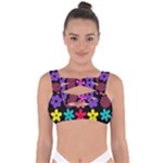 Colorful flowers on a black background pattern                                                          Bandaged Up Bikini Top