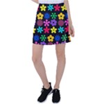 Colorful flowers on a black background pattern                                                                Tennis Skirt