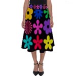 Colorful flowers on a black background pattern                                                            Perfect Length Midi Skirt