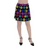 Colorful flowers on a black background pattern                                                            Panel Skirt