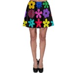 Colorful flowers on a black background pattern                                                            Skater Skirt