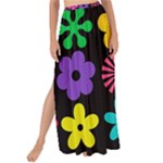 Colorful flowers on a black background pattern                                                          Maxi Chiffon Tie-Up Sarong