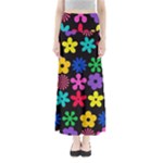 Colorful flowers on a black background pattern                                                            Women s Maxi Skirt