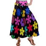 Colorful flowers on a black background pattern                                                           Satin Palazzo Pants