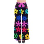 Colorful flowers on a black background pattern                                                           Women s Chic Palazzo Pants