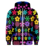 Colorful flowers on a black background pattern                                                            Men s Zipper Hoodie