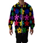 Colorful flowers on a black background pattern                                                            Hooded Wind Breaker (Kids)