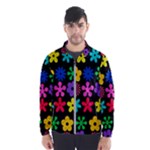 Colorful flowers on a black background pattern                                                            Wind Breaker (Men)