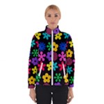 Colorful flowers on a black background pattern                                                            Winter Jacket